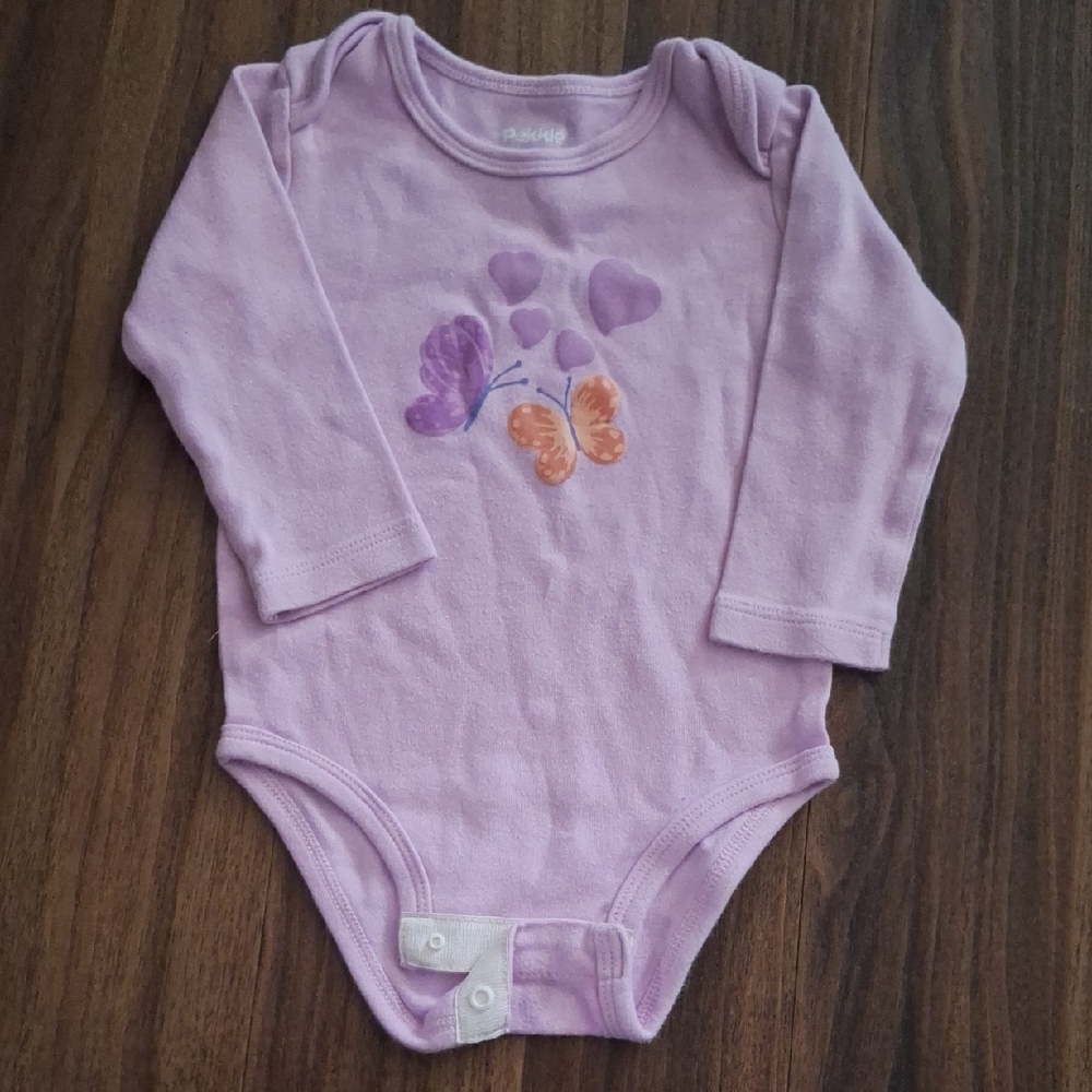 5/$20 Pekkle Purple Butterfly Longsleeve Baby One Piece 9M